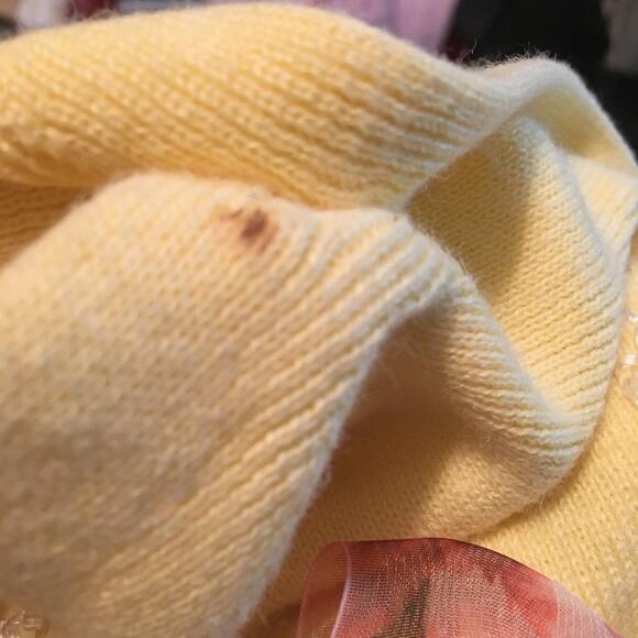 Berek Yellow Butterfly Ribbon & Bead Embellished Cardigan Sweater XL - Picture 9 of 12